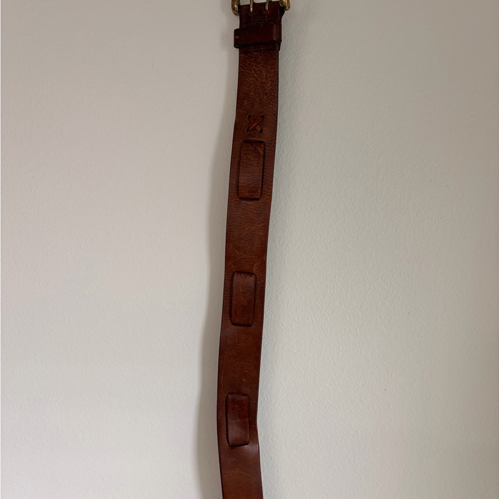 Vintage Ralph Lauren Genuine Brown Leather Belt with Solid Brass Buckle S/M - Picture 8 of 10